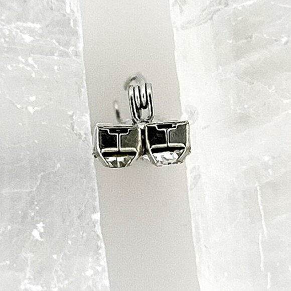 Vintage Rhinestone Bar Pin Brooch | Silver Tone Crystal Accent - Picture 4 of 10